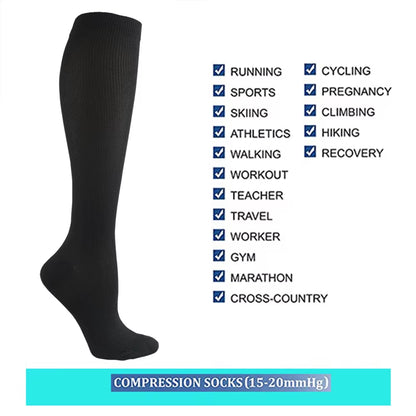 Varicose Veins Compression Socks Fit for Golf Rugby Running Hiking Sports for anti Fatigue Driving Travel Flight Women Men Socks