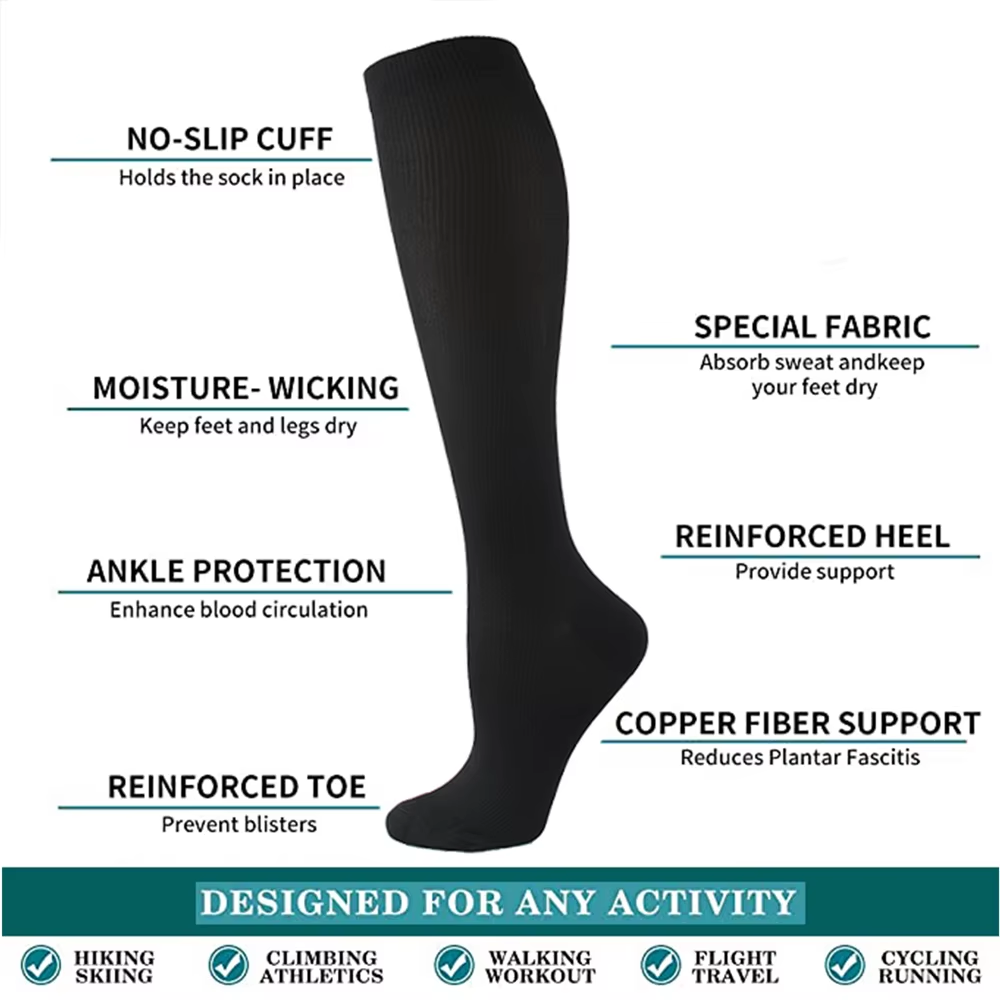 Varicose Veins Compression Socks Fit for Golf Rugby Running Hiking Sports for anti Fatigue Driving Travel Flight Women Men Socks